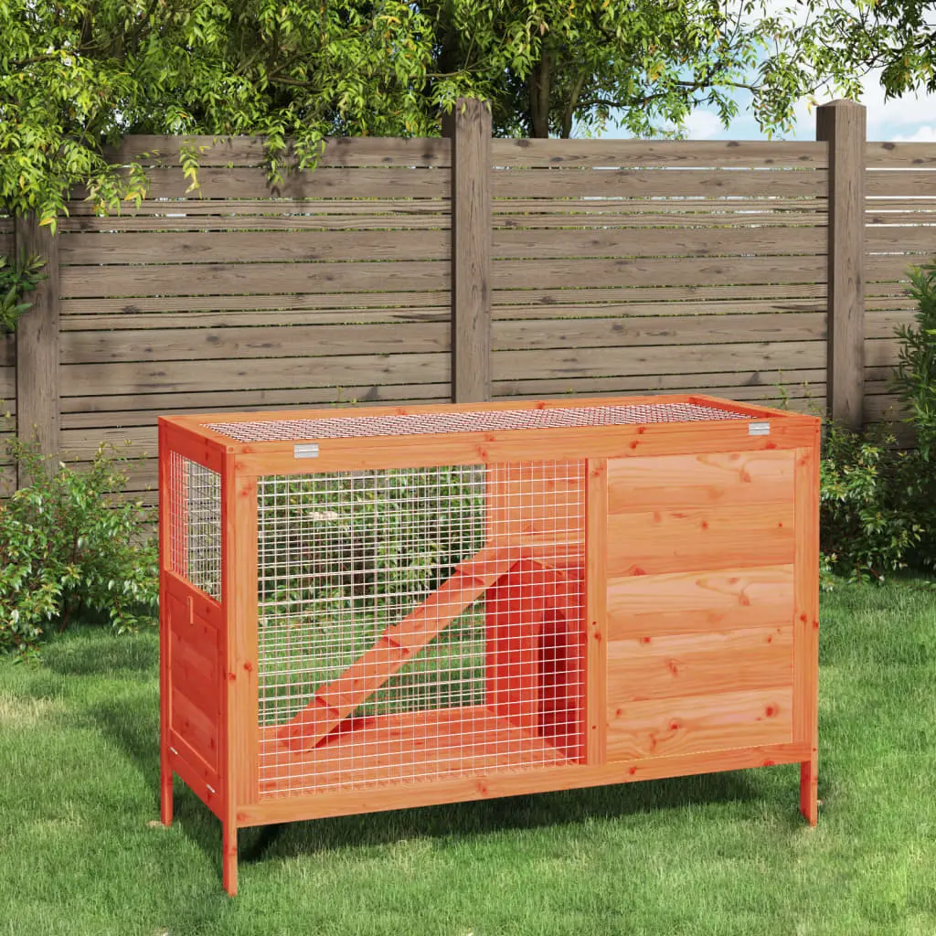 vidaXL Solid Wood Split-level Rabbit Hutch - Brown