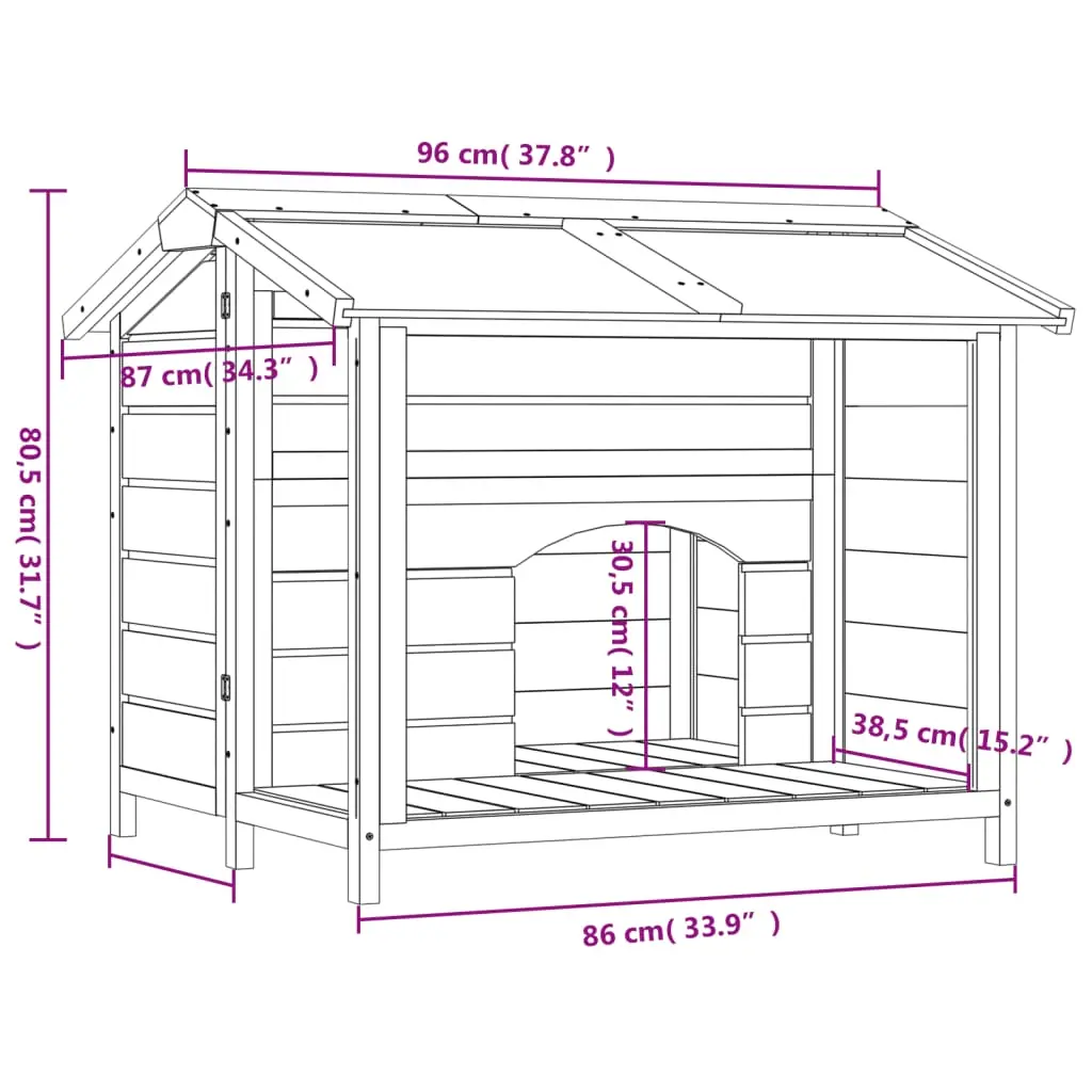 vidaXL Dog House Solid Wood Pine - Brown - Image 7