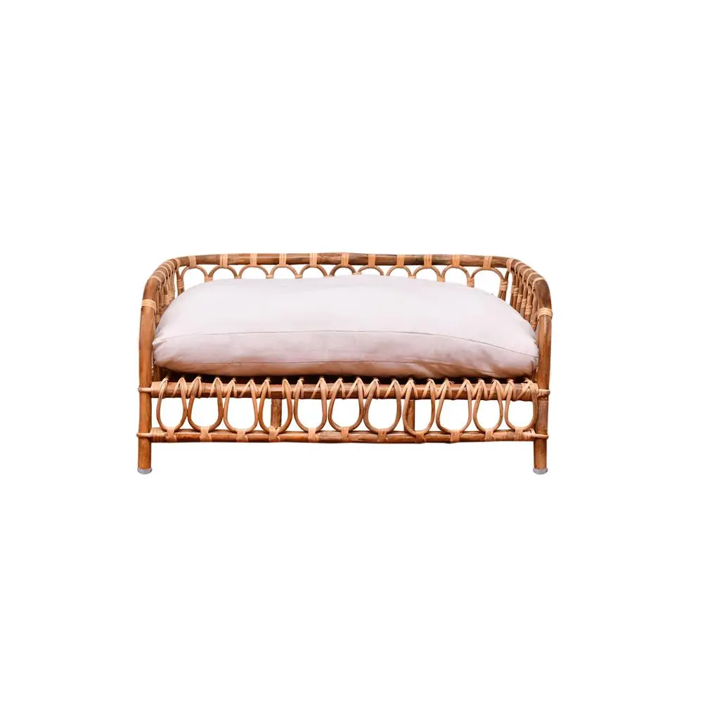 Medium Cushioned Rattan Pet Bed - Off-white