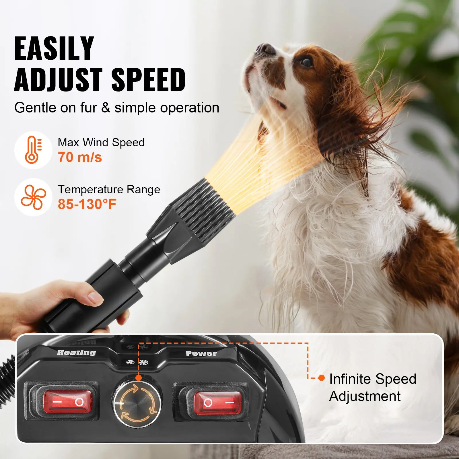 VEVOR Dog Dryer, 2800W/4.3HP Pet Grooming Dryer (Black) - Image 13