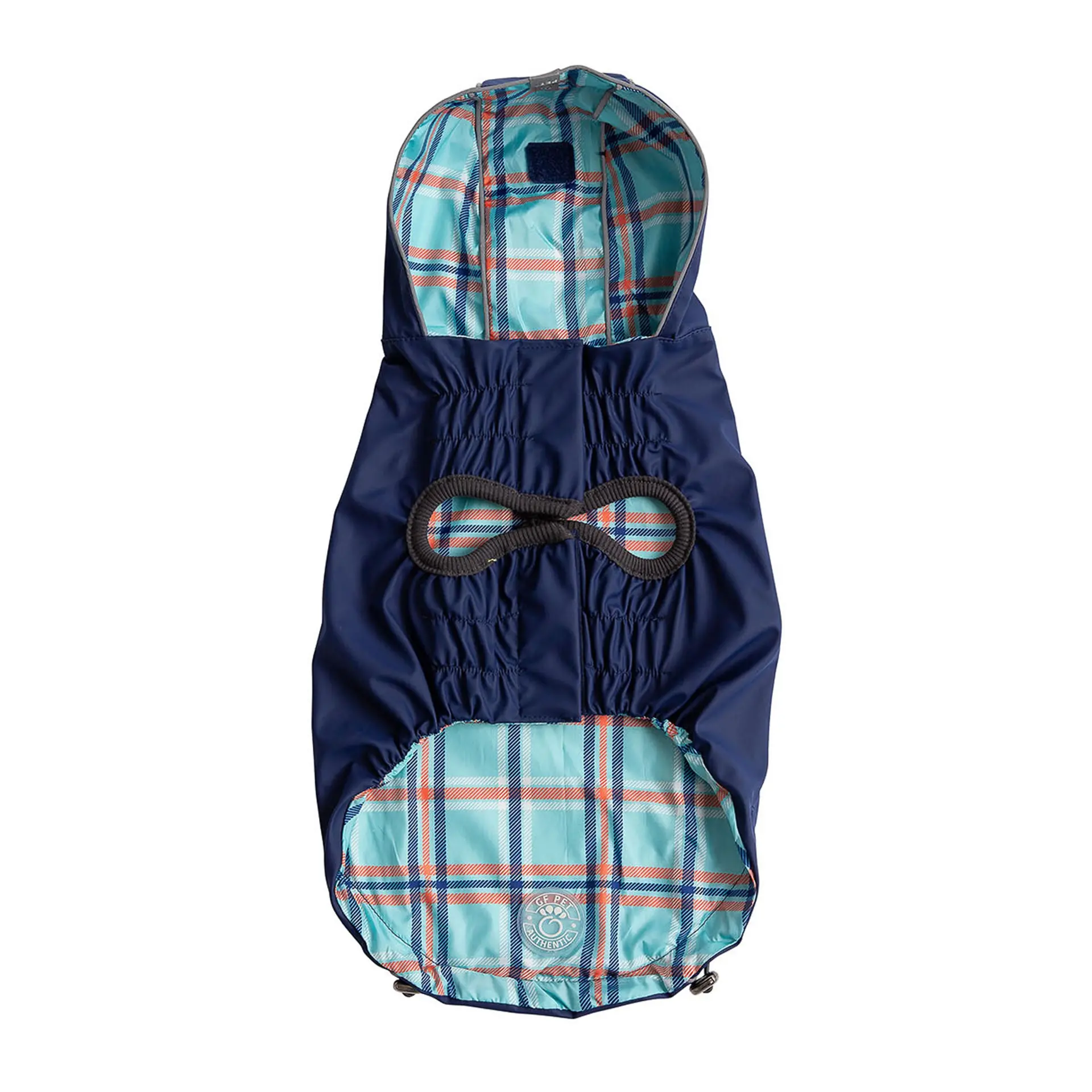 Reversible Dog Raincoat with Hood - Navy - Image 3