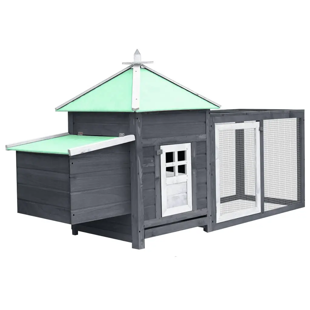 vidaXL Wood Chicken Coop with Nest Box - Gray