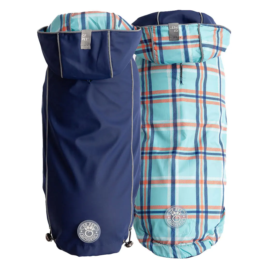 Reversible Dog Raincoat with Hood - Navy