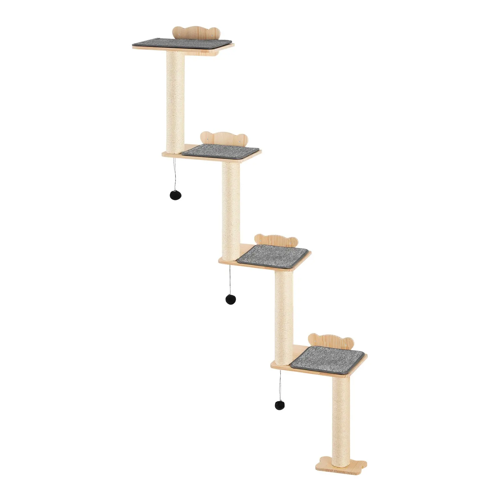 Wall Mounted Cat Shelves Tree with Toys - Image 9