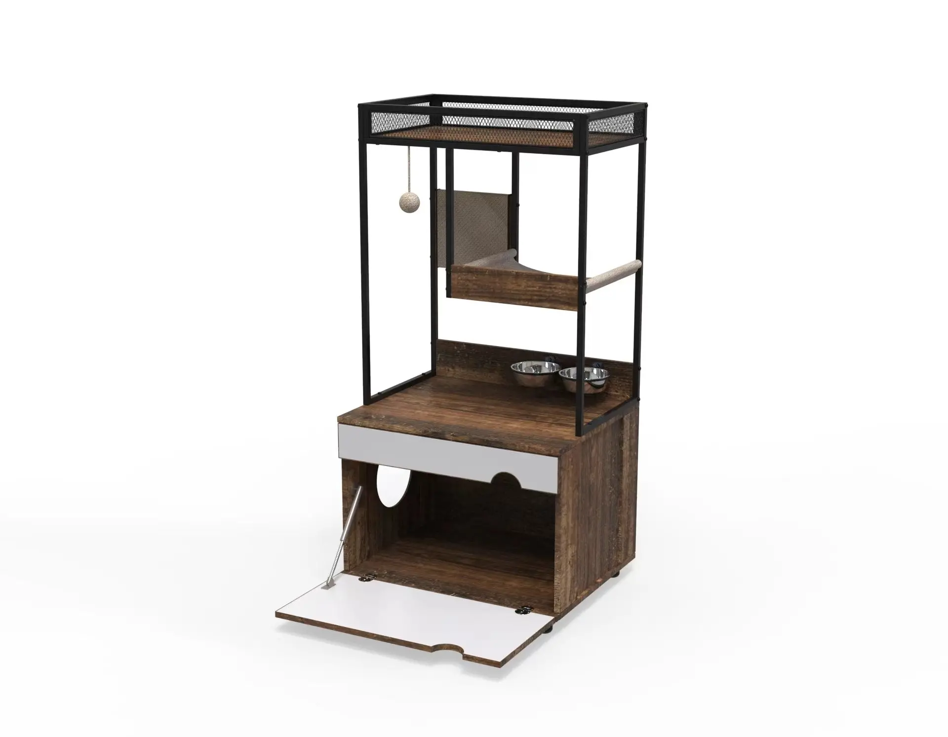 Litter Box Enclosure with Cat Tree Tower - Image 5
