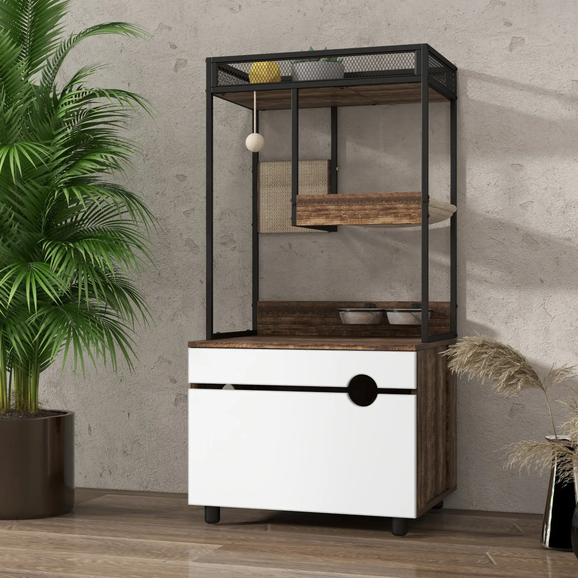 Litter Box Enclosure with Cat Tree Tower - Image 11