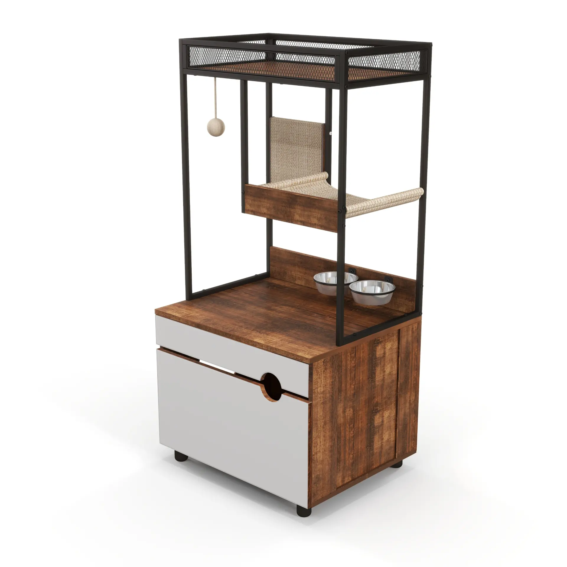 Litter Box Enclosure with Cat Tree Tower - Image 18