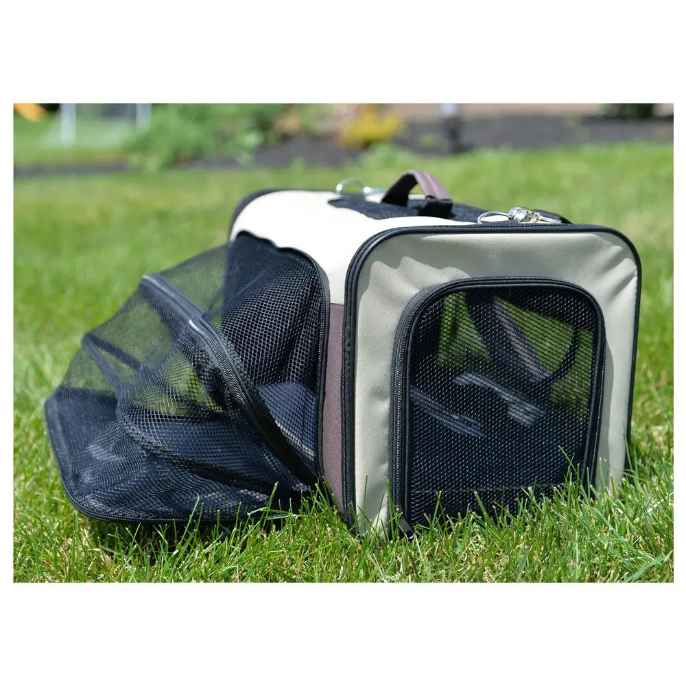 Soft-sided Pet Carrier - Beige and Chocolate - Image 10