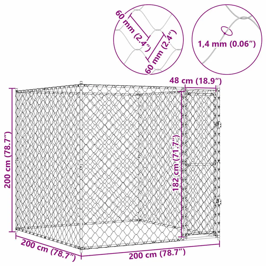 Outdoor Dog Cage Silver - Image 10